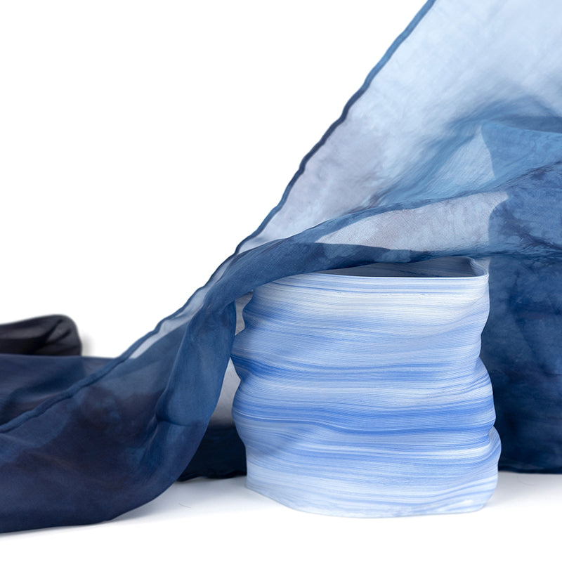 HAI VASE - Handcrafted 3D Printed Ceramic in Blue & White Wave Patterns