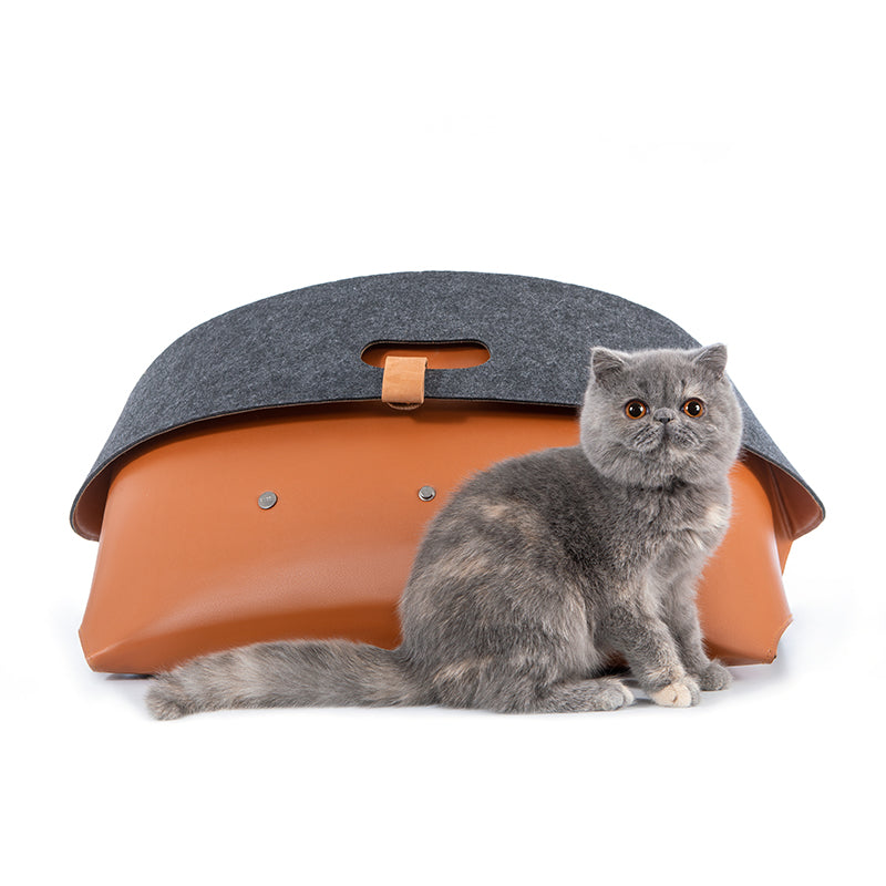 Leather & Felt Convertible Pet Bed/Carrier
