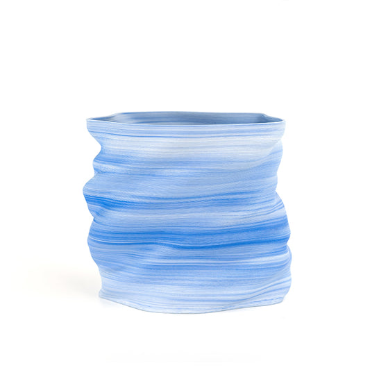 HAI VASE - Handcrafted 3D Printed Ceramic in Blue & White Wave Patterns