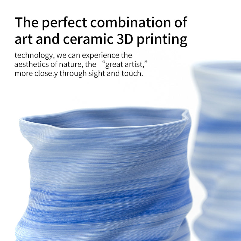 HAI VASE - Handcrafted 3D Printed Ceramic in Blue & White Wave Patterns