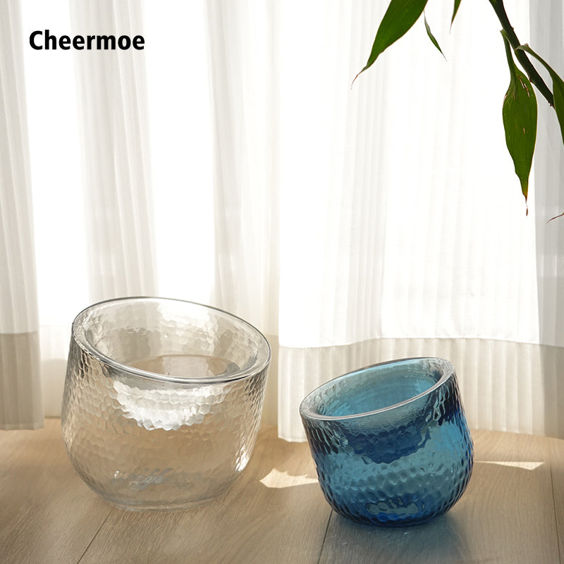 Pet Water Bowl Anti-Tip Glass Transparent Cat and Dog Food Bowl
