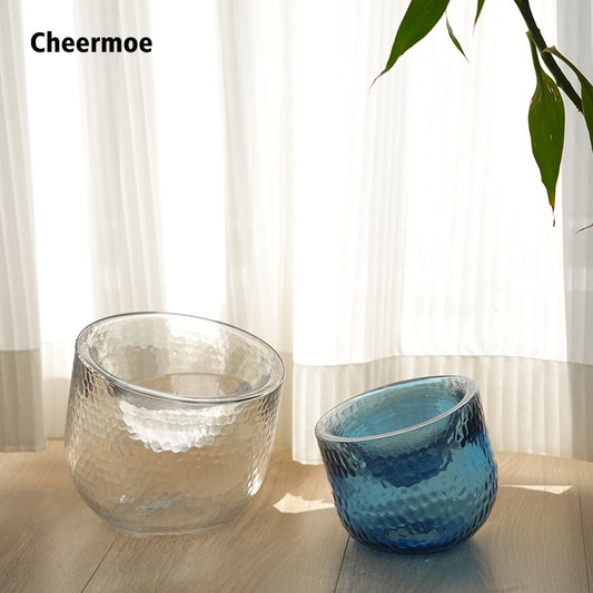 Pet Water Bowl Anti-Tip Glass Transparent Cat and Dog Food Bowl