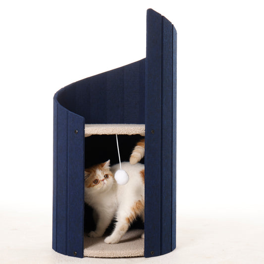 Cat sitting on the upper perch of Spiral Ladder Cat Nest 1