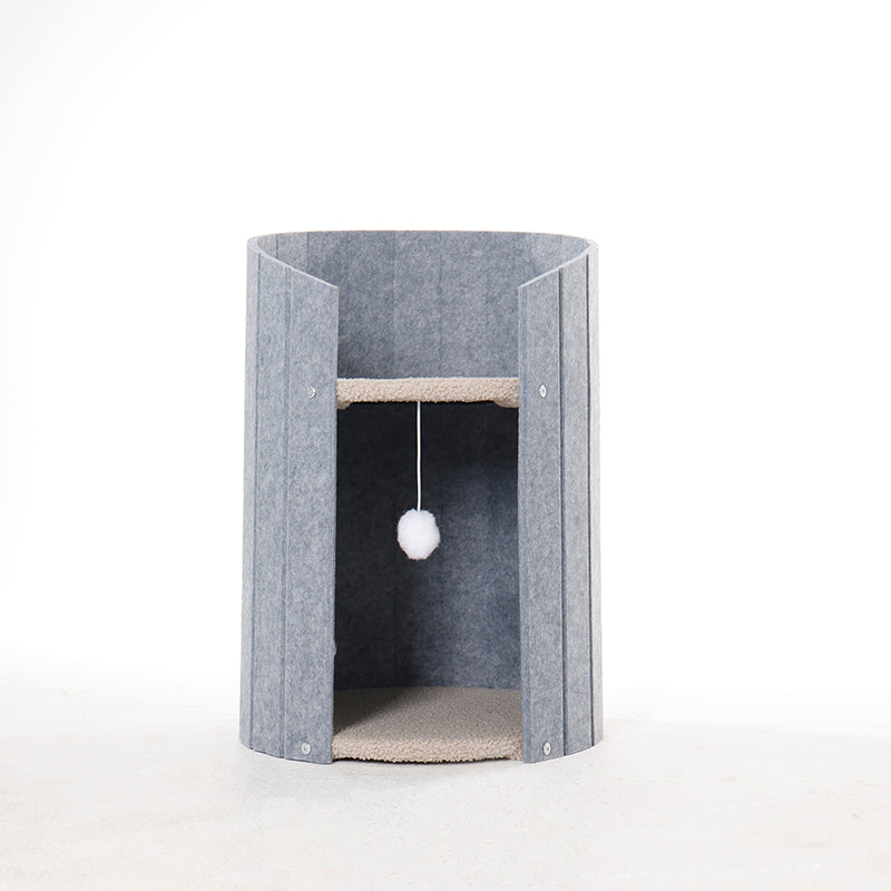 Collins Cocoon Cat Bed modern cylindrical cat cave in plush gray