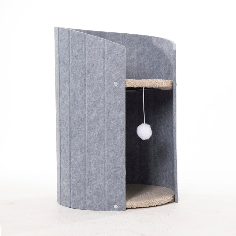 Collins Cocoon Cat Bed modern cylindrical cat cave in plush gray