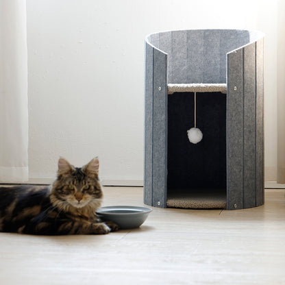 Collins Cocoon Cat Bed modern cylindrical cat cave in plush gray