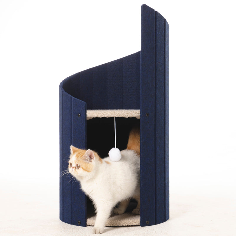 Cat sitting on the upper perch of Spiral Ladder Cat Nest 2