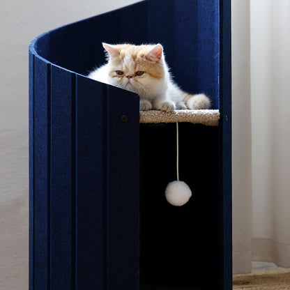 Cat sitting on the upper perch of Spiral Ladder Cat Nest 3