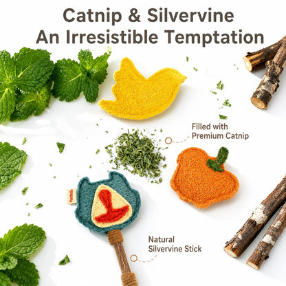 Luffa Catnip Kicker Toy Set - Natural Cat Chew Toys