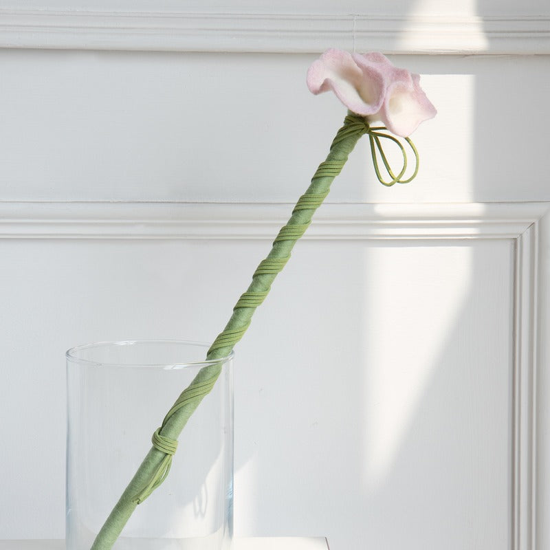 Detail of the wool-wrapped stem on the CheerMoe Camellia cat wand