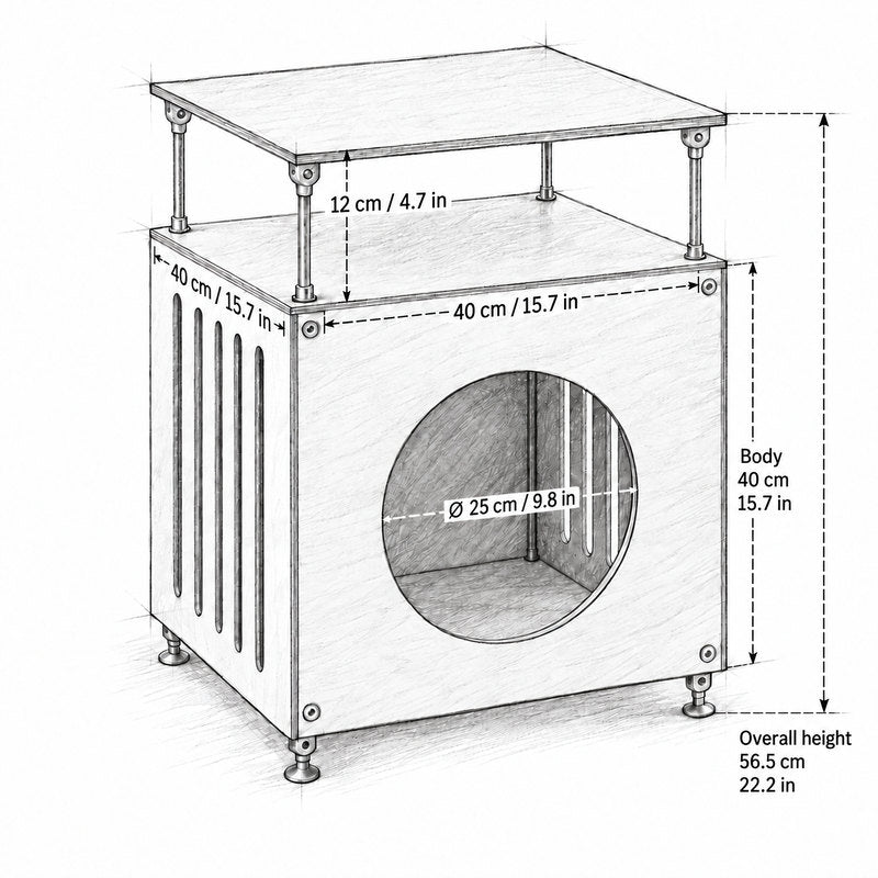 CheerMoe Haven Cat House dimensions and measurements diagram