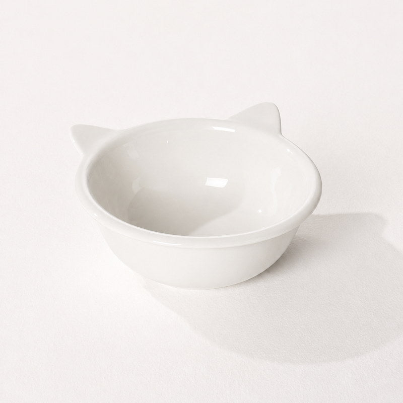 White handmade ceramic cat-ear bowl from the Mori set