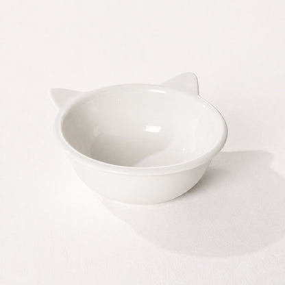 White handmade ceramic cat-ear bowl from the Mori set